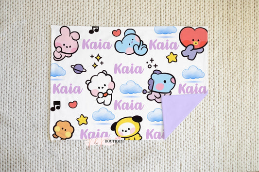 BT21 Minini Custom Baby Blanket, Personalized Baby Blanket, Name Blanket