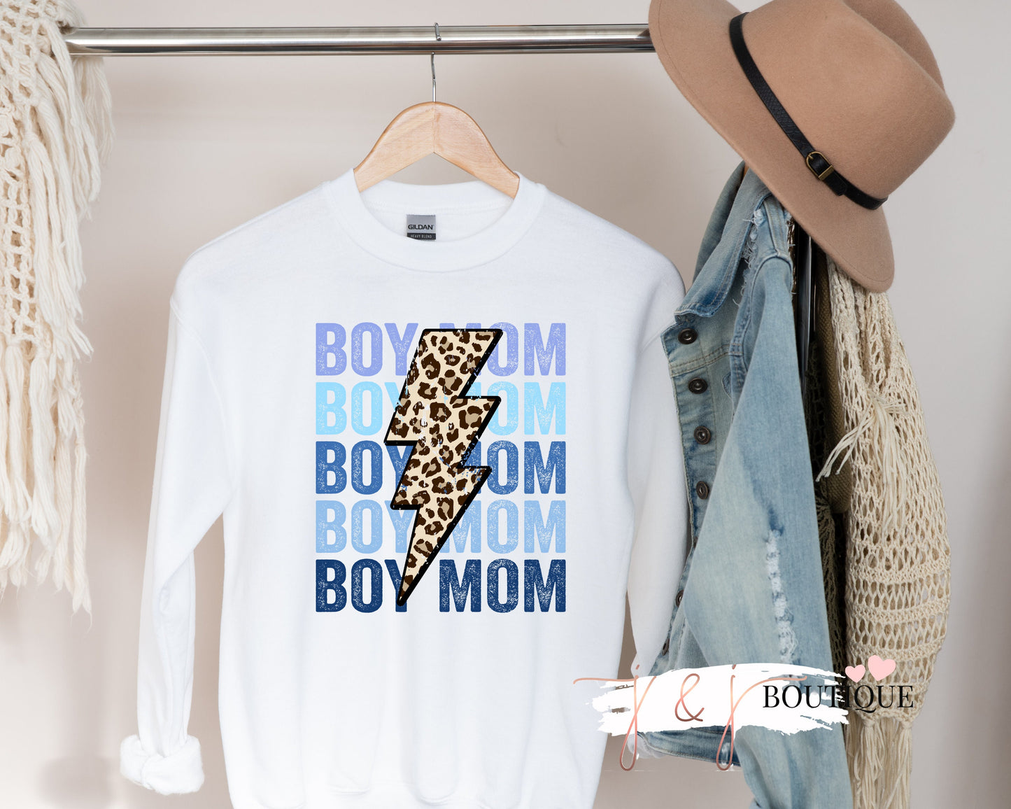 Boy Mom distressed leopard sweater- Mom sweatshirt
