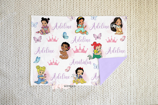 Baby princess blanket, custom name blanket, personalized baby blanket