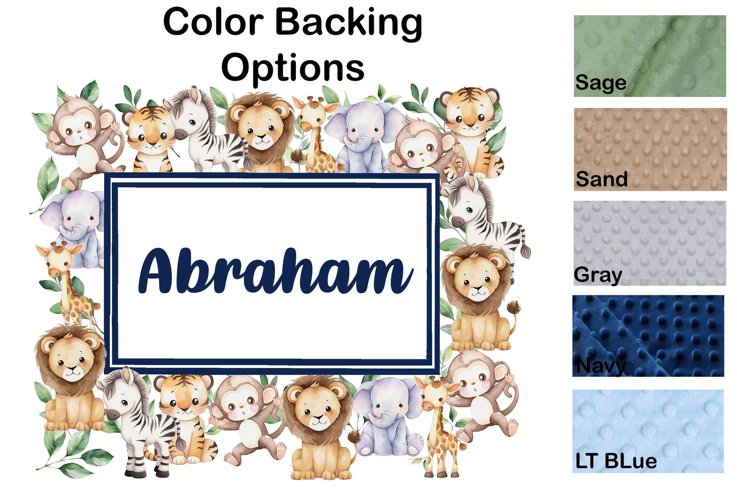 Custom Safari Baby Boy blanket, baby name blanket, soft baby name blanket, personalized baby blanket, baby shower gift, custom blanket
