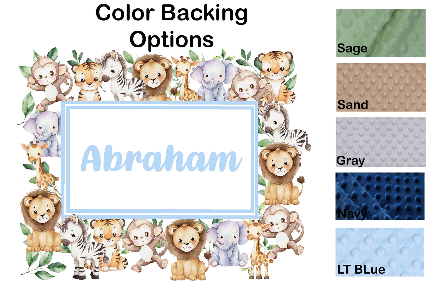 Custom Safari Baby Boy blanket, baby name blanket, soft baby name blanket, personalized baby blanket, baby shower gift, custom blanket