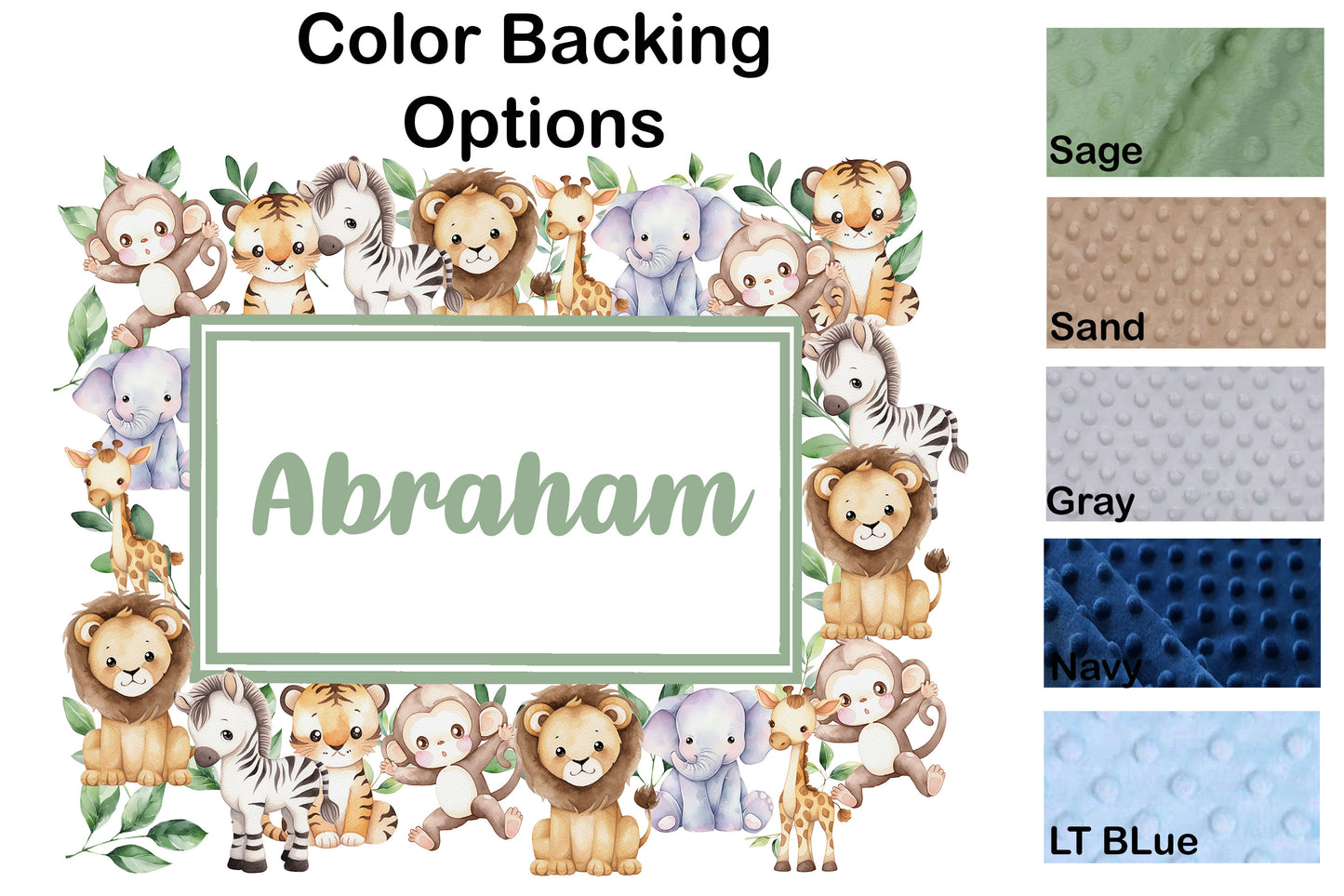 Custom Safari Baby Boy blanket, baby name blanket, soft baby name blanket, personalized baby blanket, baby shower gift, custom blanket