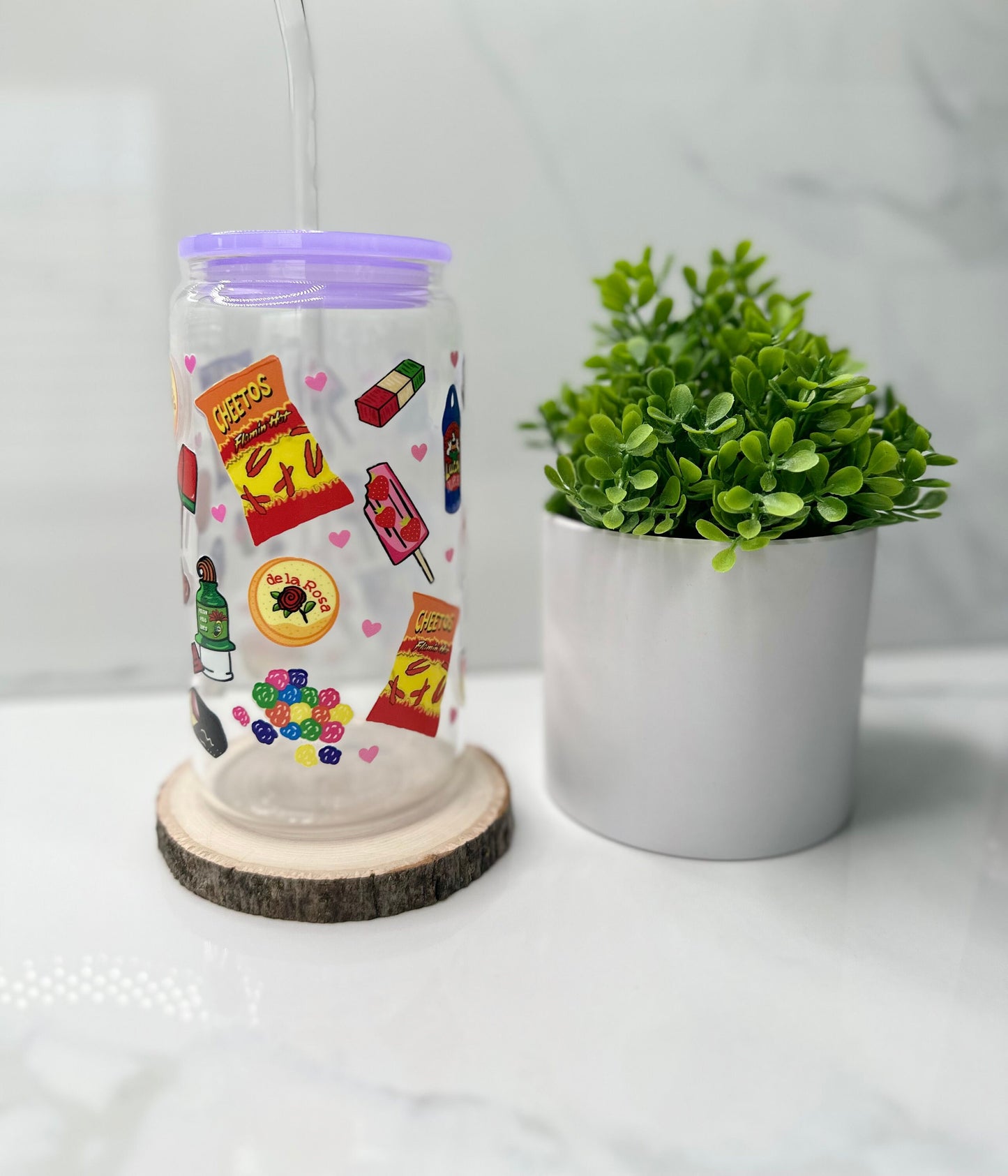 Mexican snacks Iced Coffee Cup Glass- Beer Can Glass- Soda Can Glass- Can Tumbler- Soda Can Glass Cup- 16oz Ice Coffee Cup