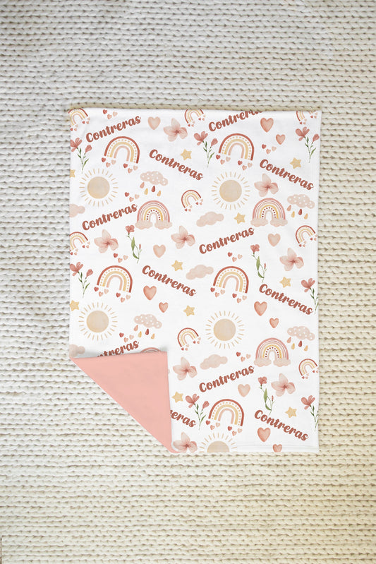 Boho Watercolor Rainbow Baby blanket, baby name blanket, soft baby name blanket, personalized baby blanket, baby shower gift, custom blanket