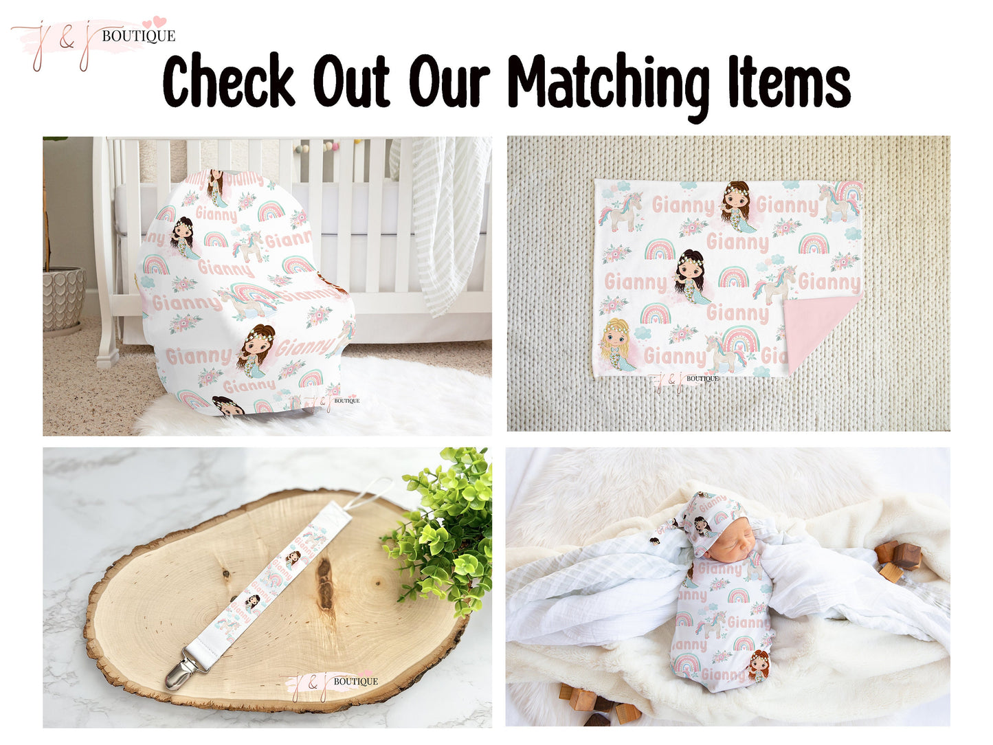 Unicorn Mermaid Custom Baby Car Seat Cover-Personalized name-Baby Name Nursing Cover -Nursing Cover- infant car seat cover, canopy